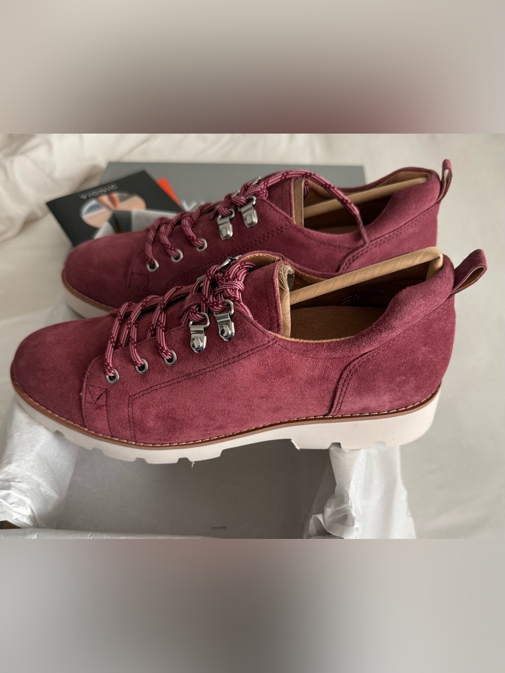 Vionic Wine Suede Lace-Up Platform Sneaker